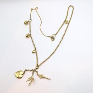 ALICE TEMPERLEY For Stella & Dot Fox Charm Layered Necklace Gold Tone Y-Drop 35"